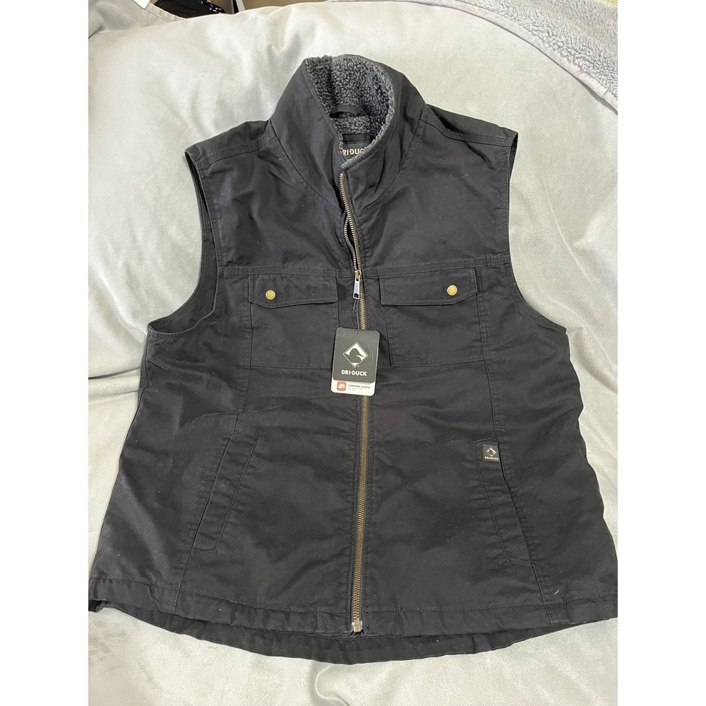 Dri Duck Trek 5068 Mens XL Black Canyon Cloth Canvas Sherpa Lined Workwear Vest - Picture 1 of 10